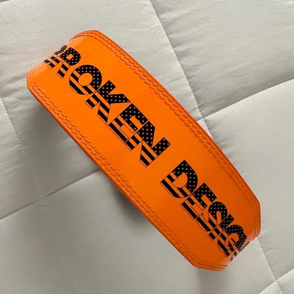 NWOT Unbroken Designs Neon Orange Patent Leather Weightbelt Lifting Belt- XS/S uppper-lifting-belt-neon-  main image 4